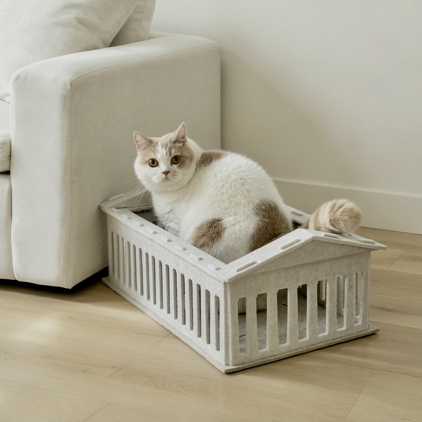 parthenon‑shaped cat bed
